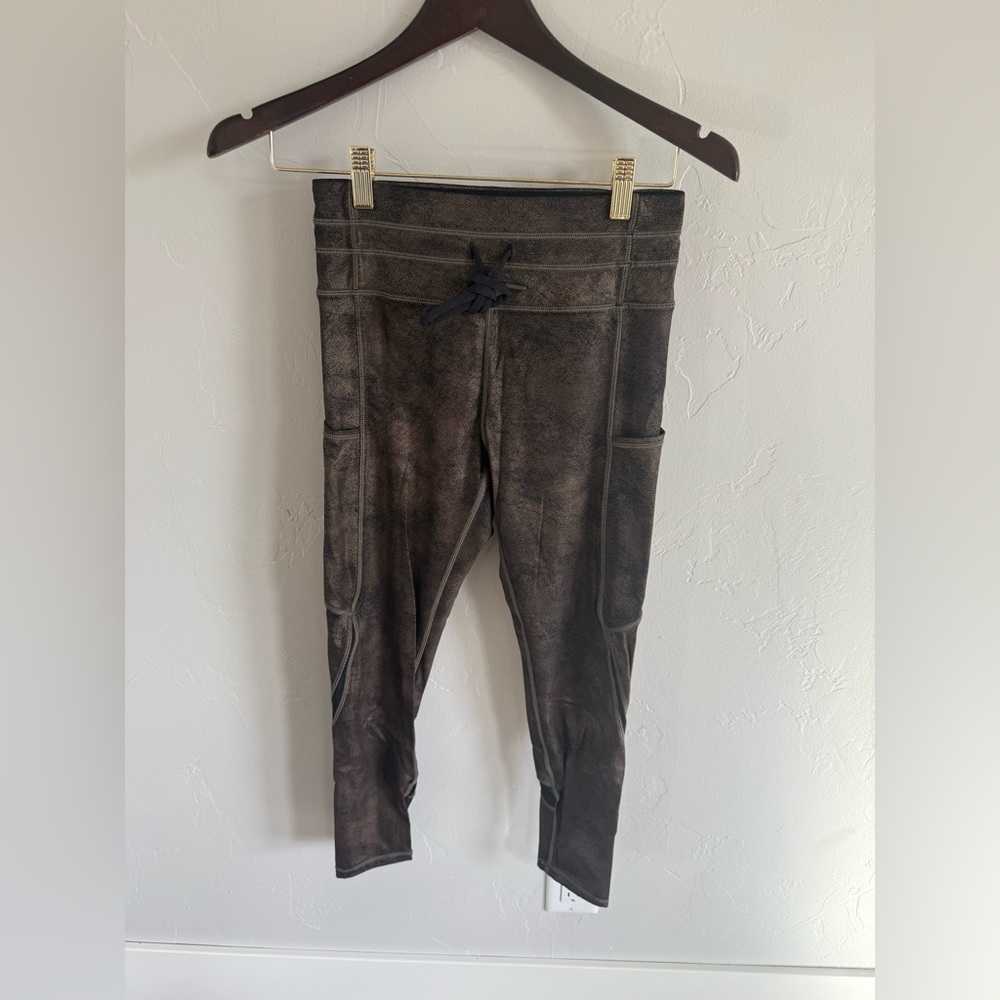 Brown Suede-Look Leggings
